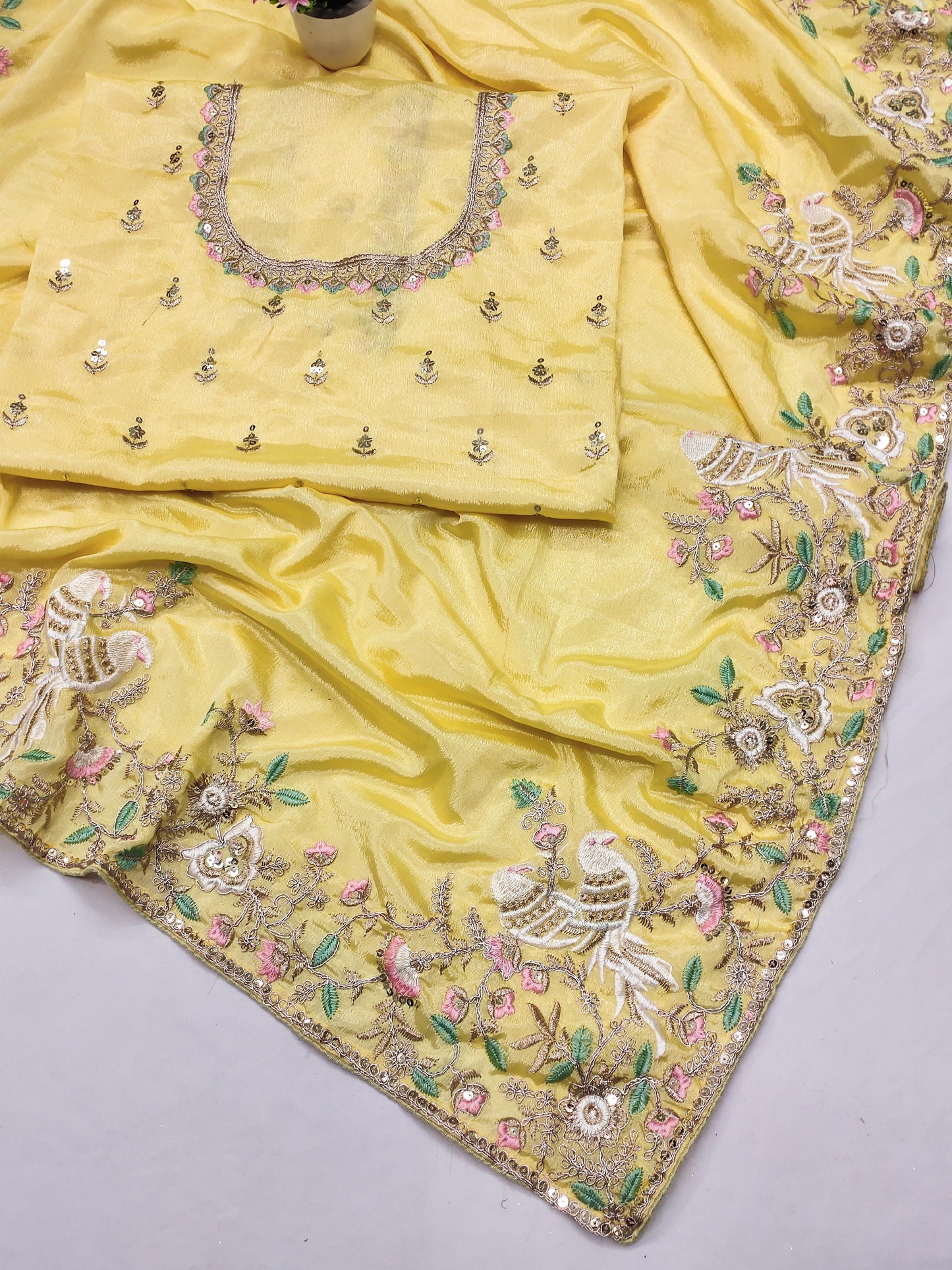 Classic Georgette Yellow Color Saree