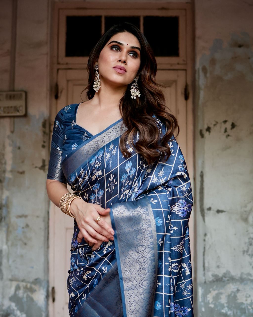 Graceful Pure Silk Jacquard Blue Color Saree