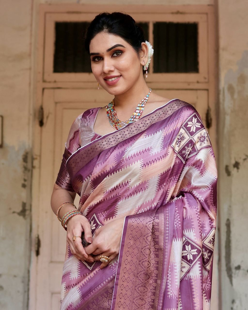 Delightful Pure Silk Jacquard Pink Color Saree