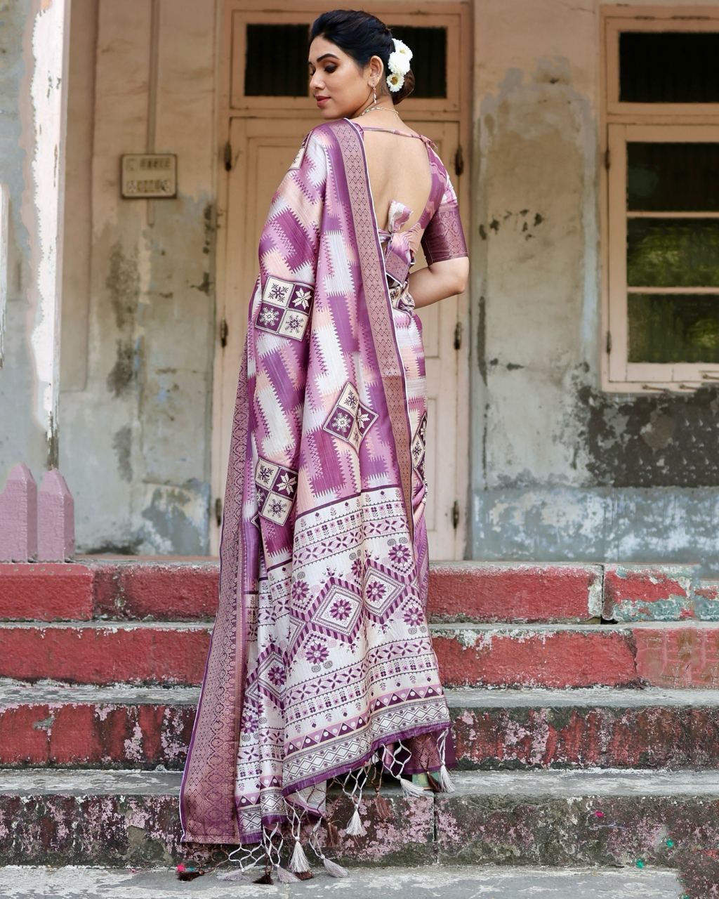 Delightful Pure Silk Jacquard Pink Color Saree