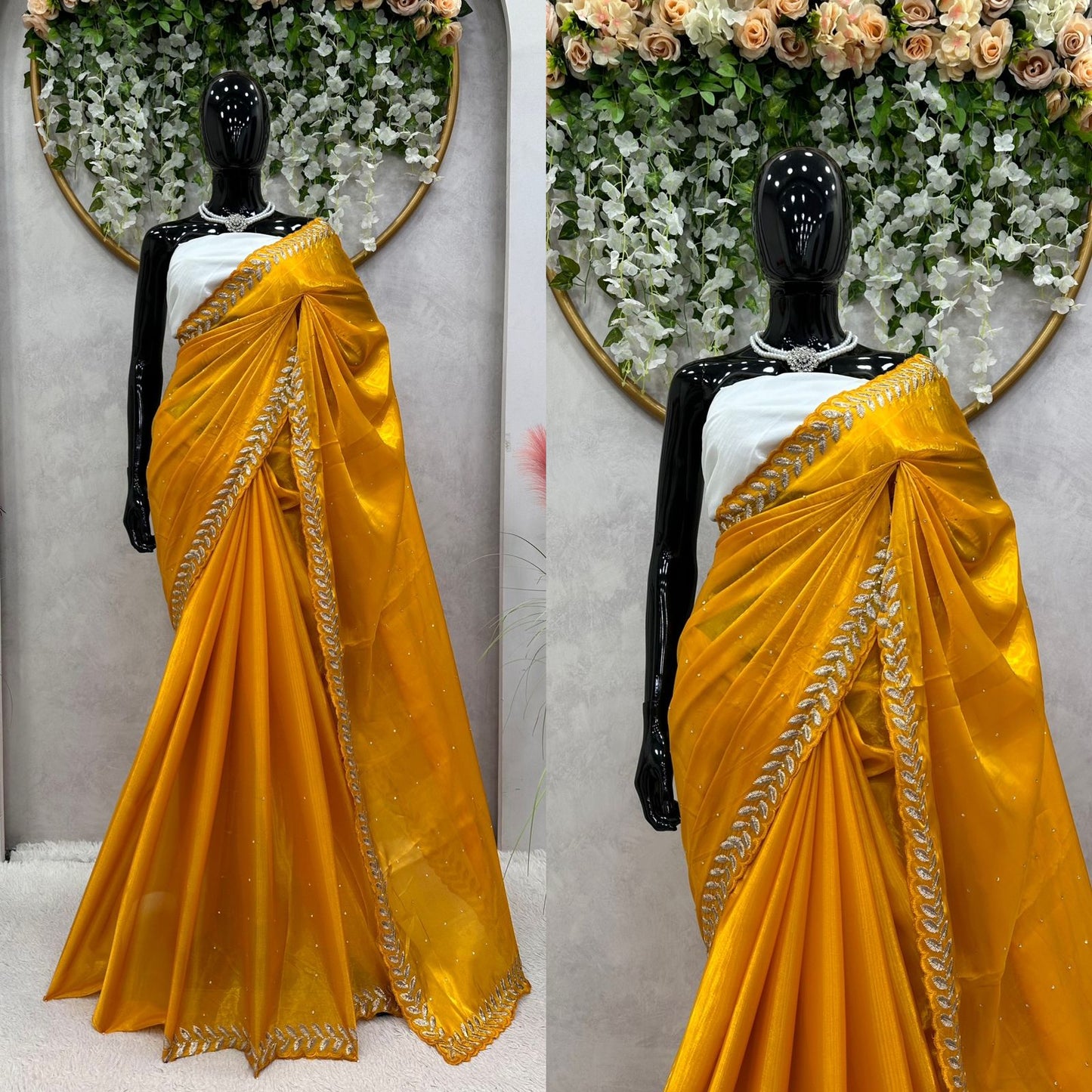 Designer Haldi Wear Jimmy Choo Yellow Color Saree