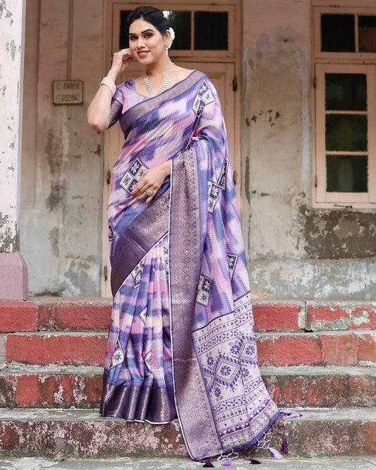 Delightful Pure Silk Jacquard Blue Color Saree