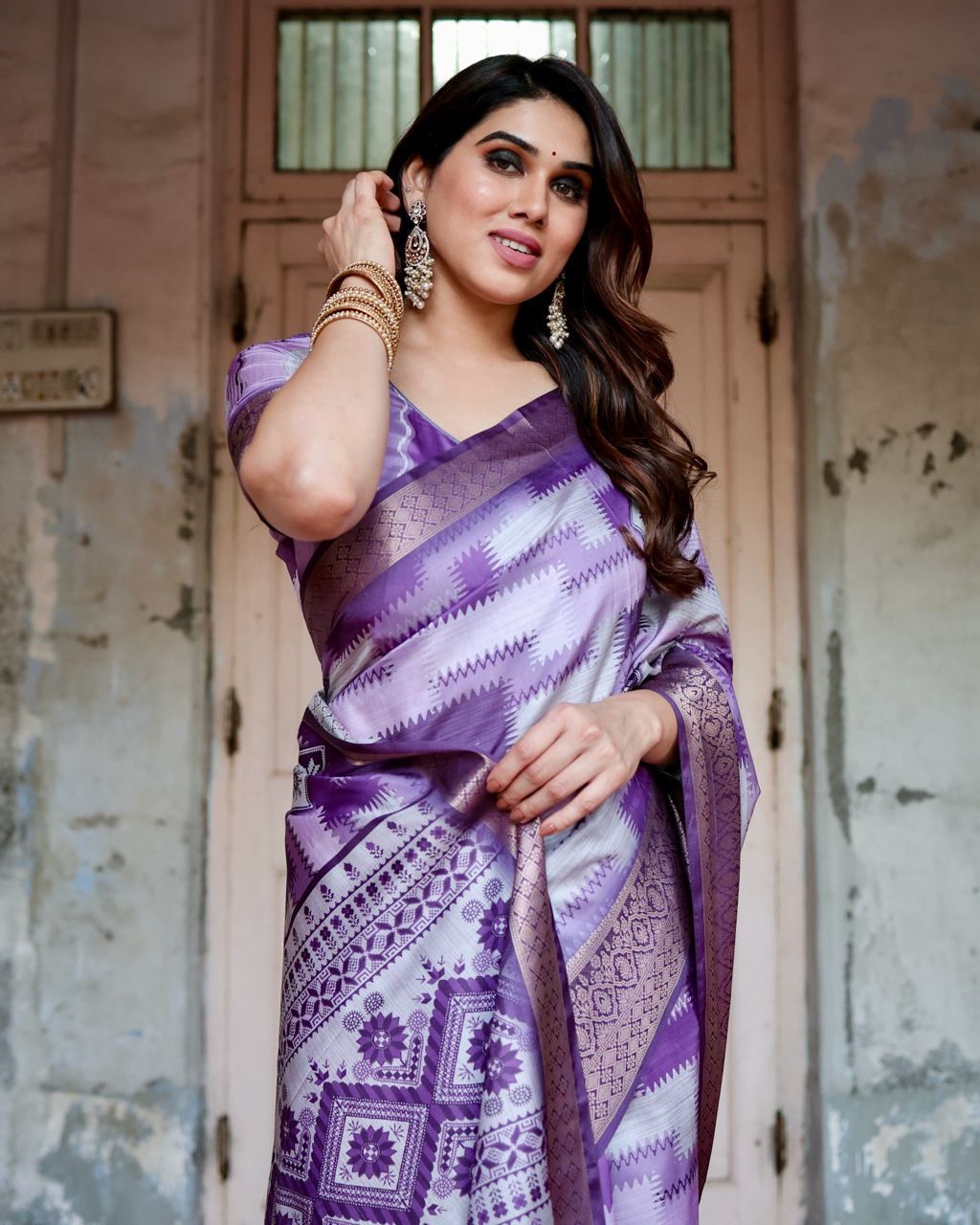 Delightful Pure Silk Jacquard Purple Color Saree