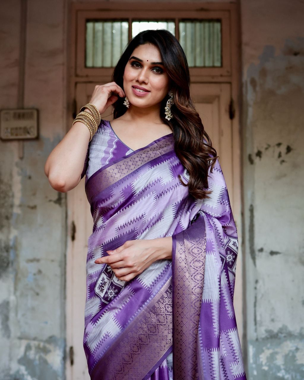 Delightful Pure Silk Jacquard Purple Color Saree