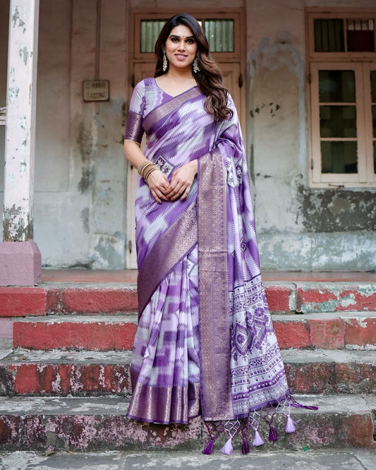 Delightful Pure Silk Jacquard Purple Color Saree