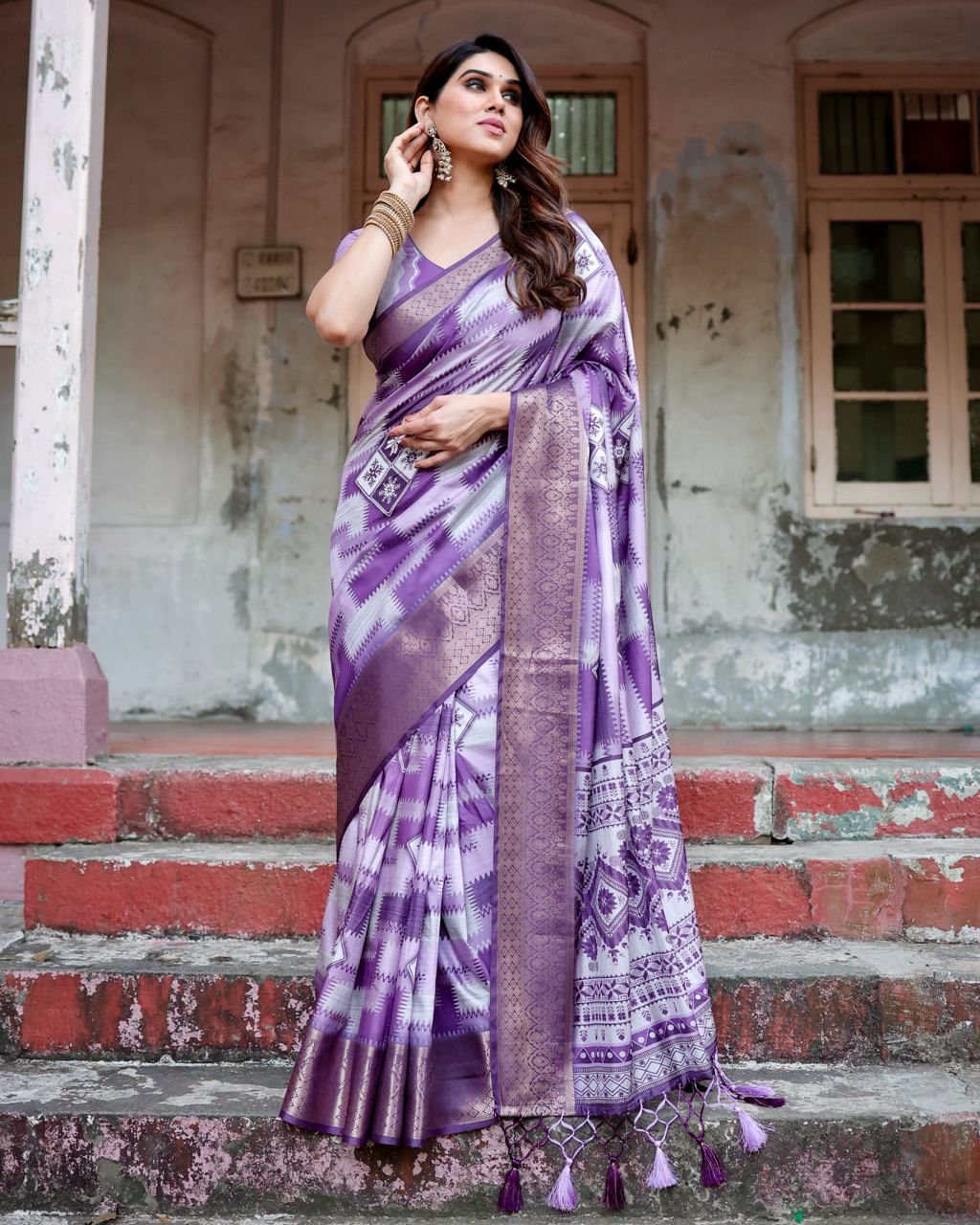 Delightful Pure Silk Jacquard Purple Color Saree