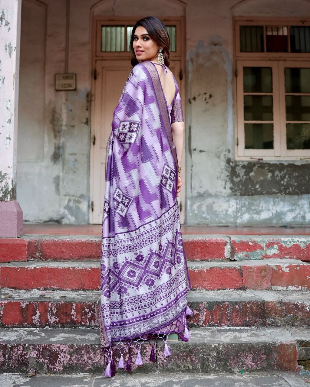 Delightful Pure Silk Jacquard Purple Color Saree