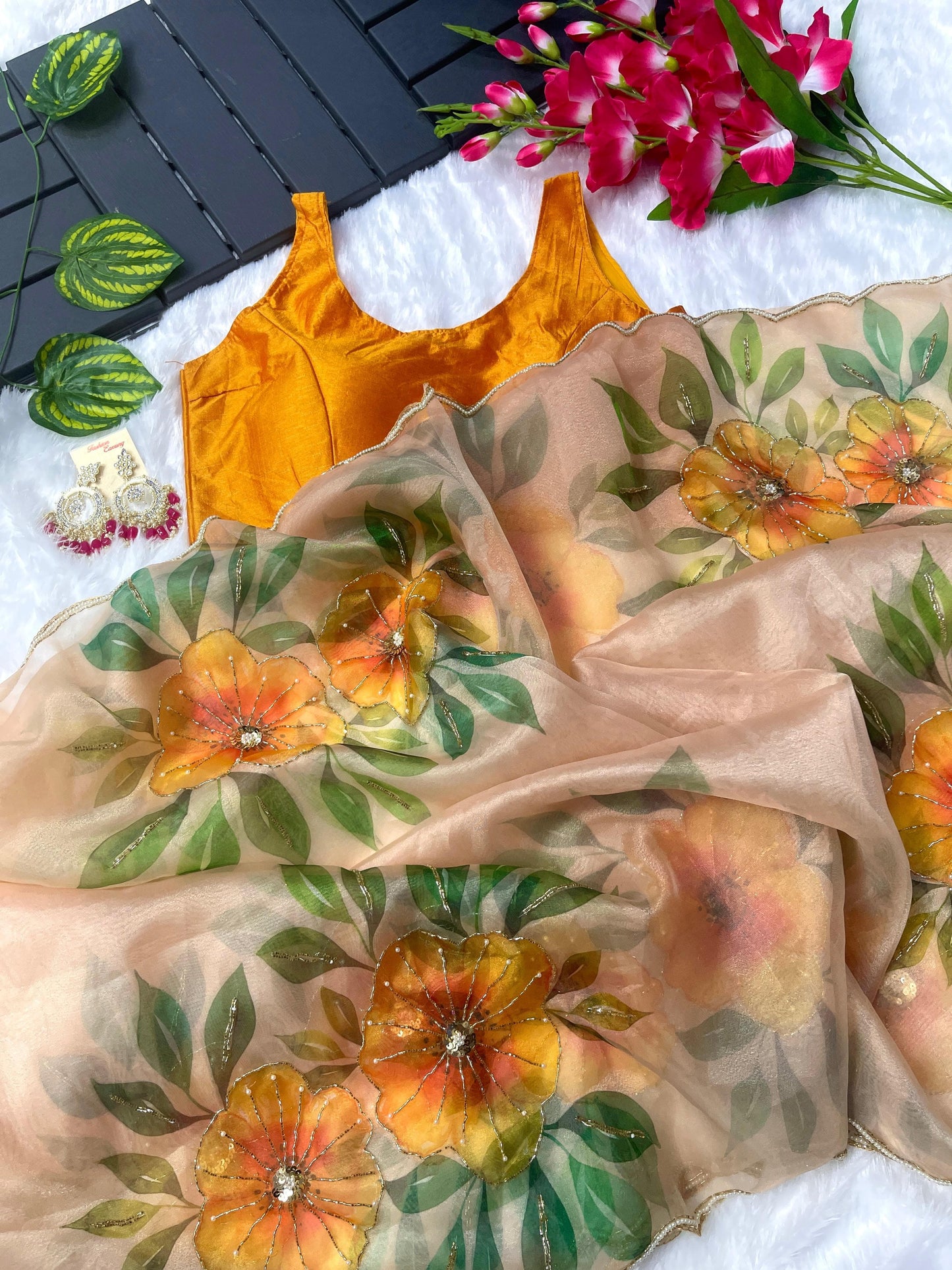 Awesome Organza Silk Yellow Color Saree