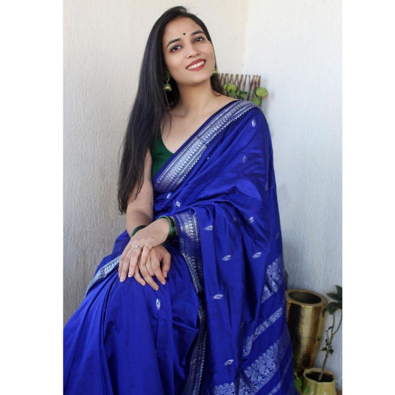 Captivating Royal Blue Color Banarasi Silk Saree