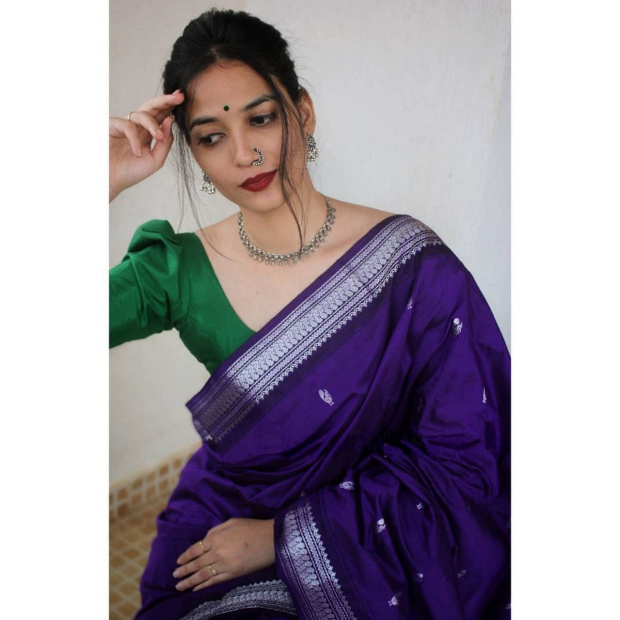 Captivating Purple Color Banarasi Silk Saree