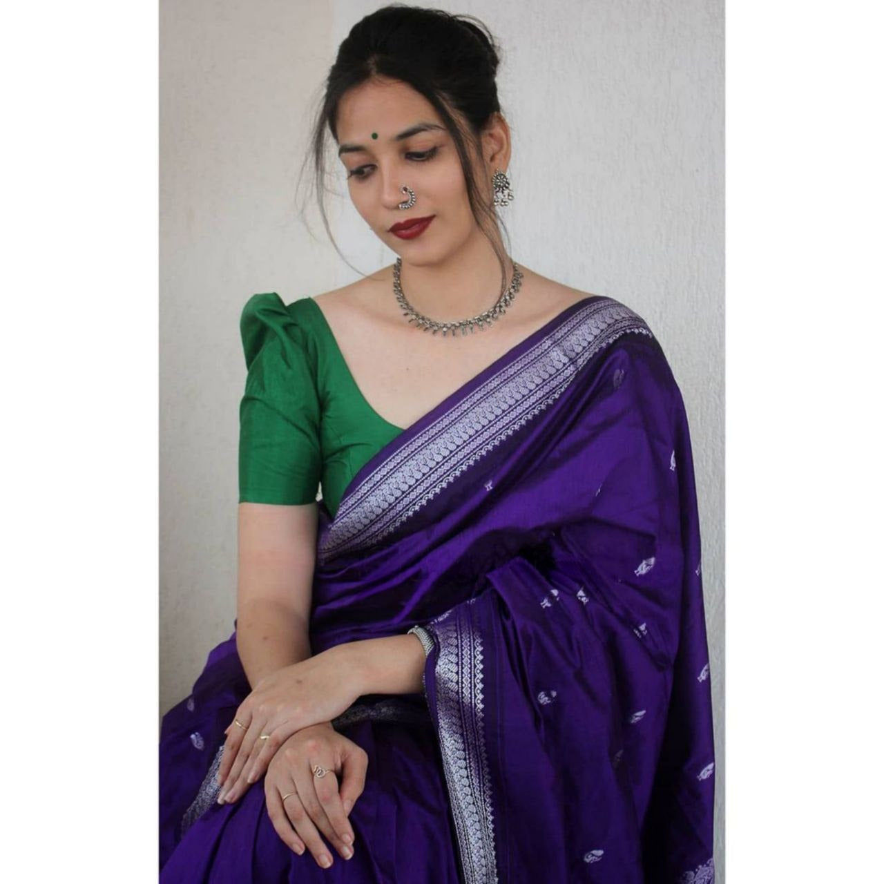 Captivating Purple Color Banarasi Silk Saree