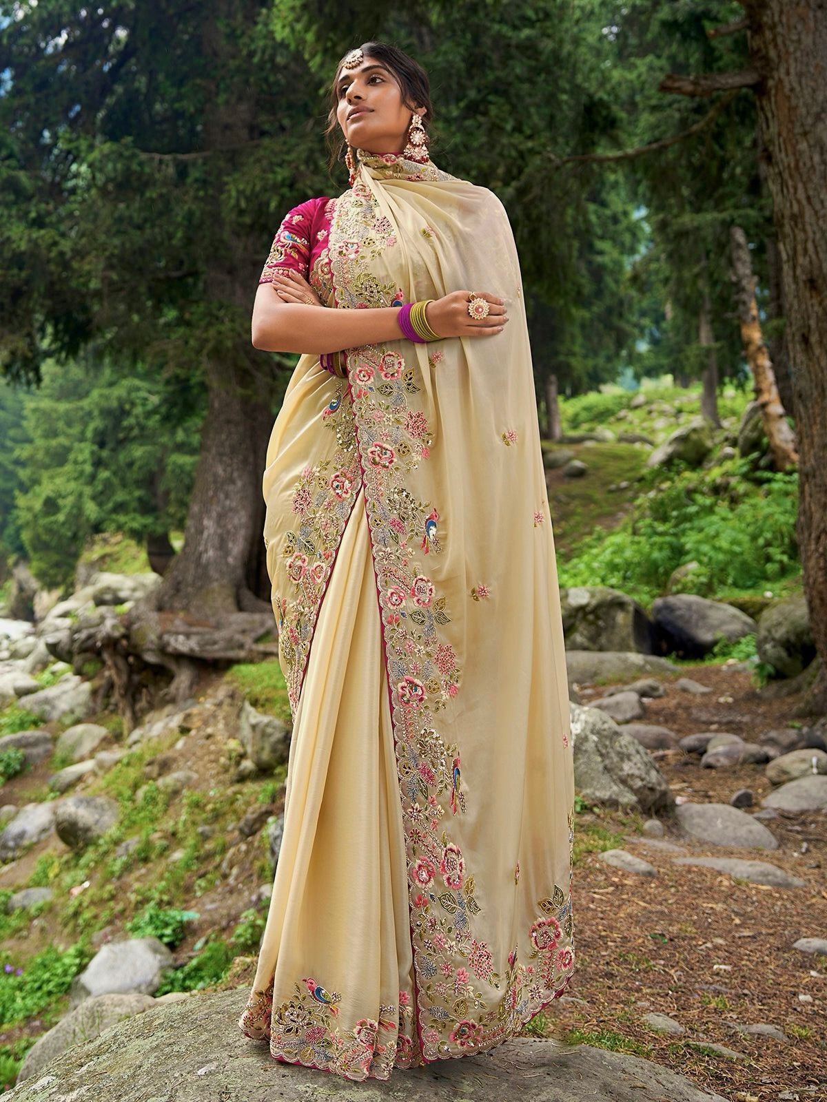 Blissful Beige Color Soft Zimmy Cho Saree