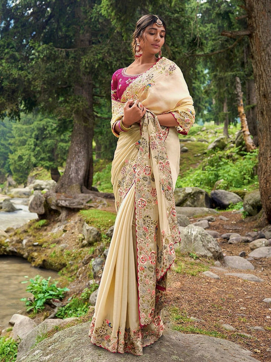 Blissful Beige Color Soft Zimmy Cho Saree