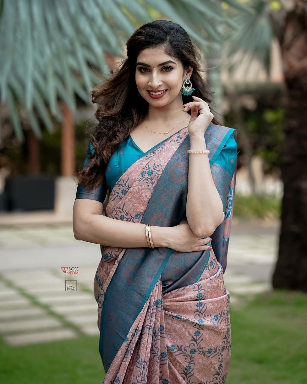 Fabulous Peach Color Banarasi Silk Saree