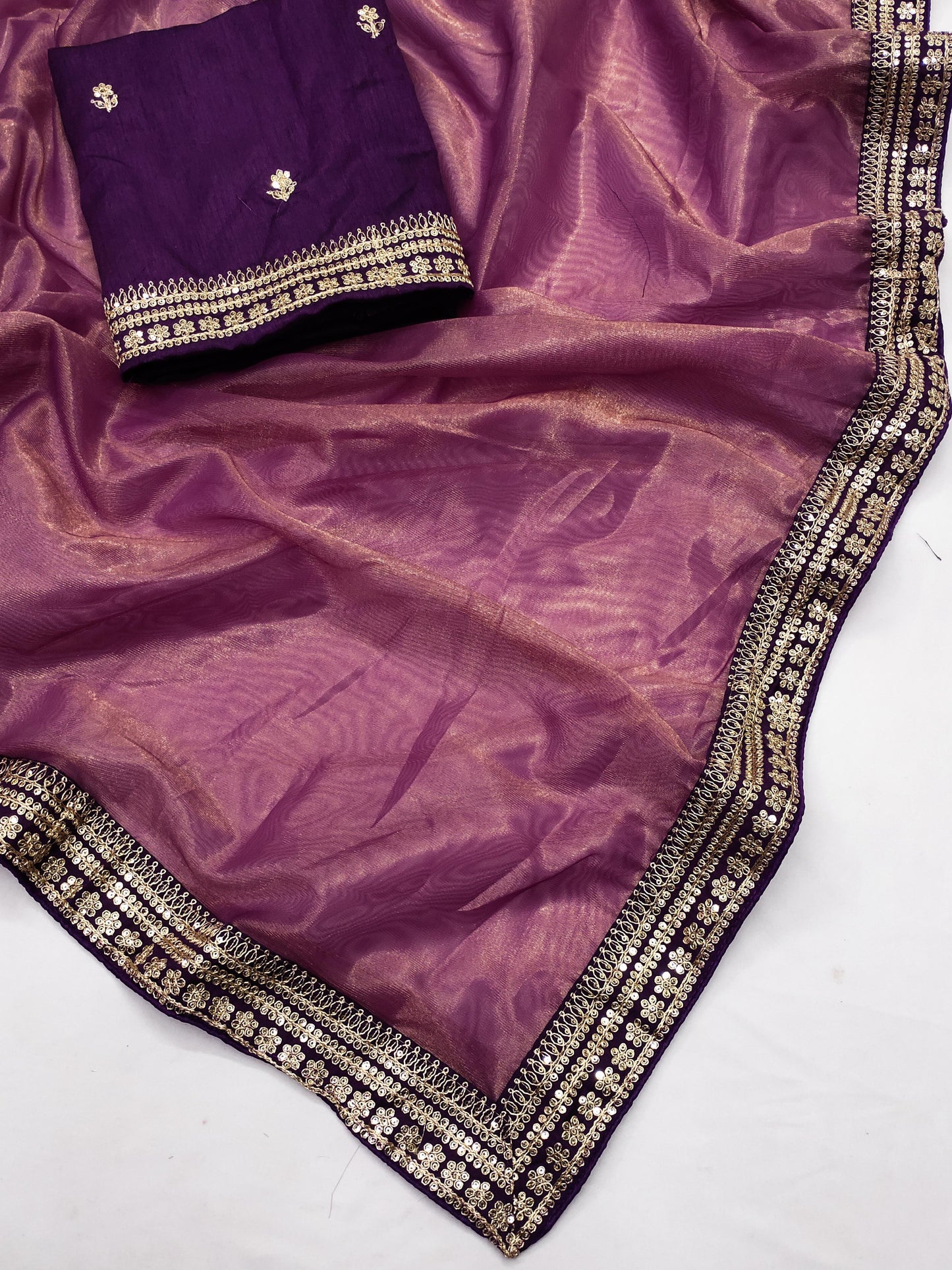 Glorious Pink Color Organza Saree