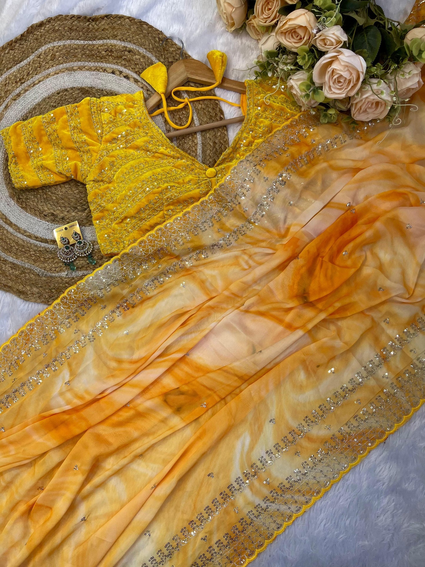 Awesome Rangoli Silk Haldi Wear Yellow Color Saree