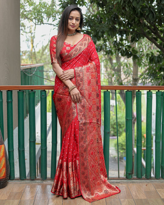 Daisy Pure Bandhej Silk Red Color Saree