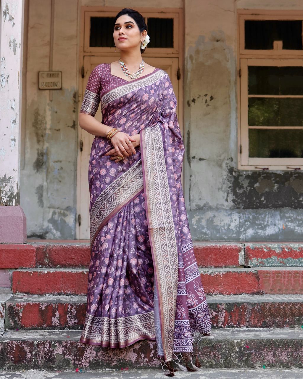 Classic Pure Jacquard Silk Blue Color Saree