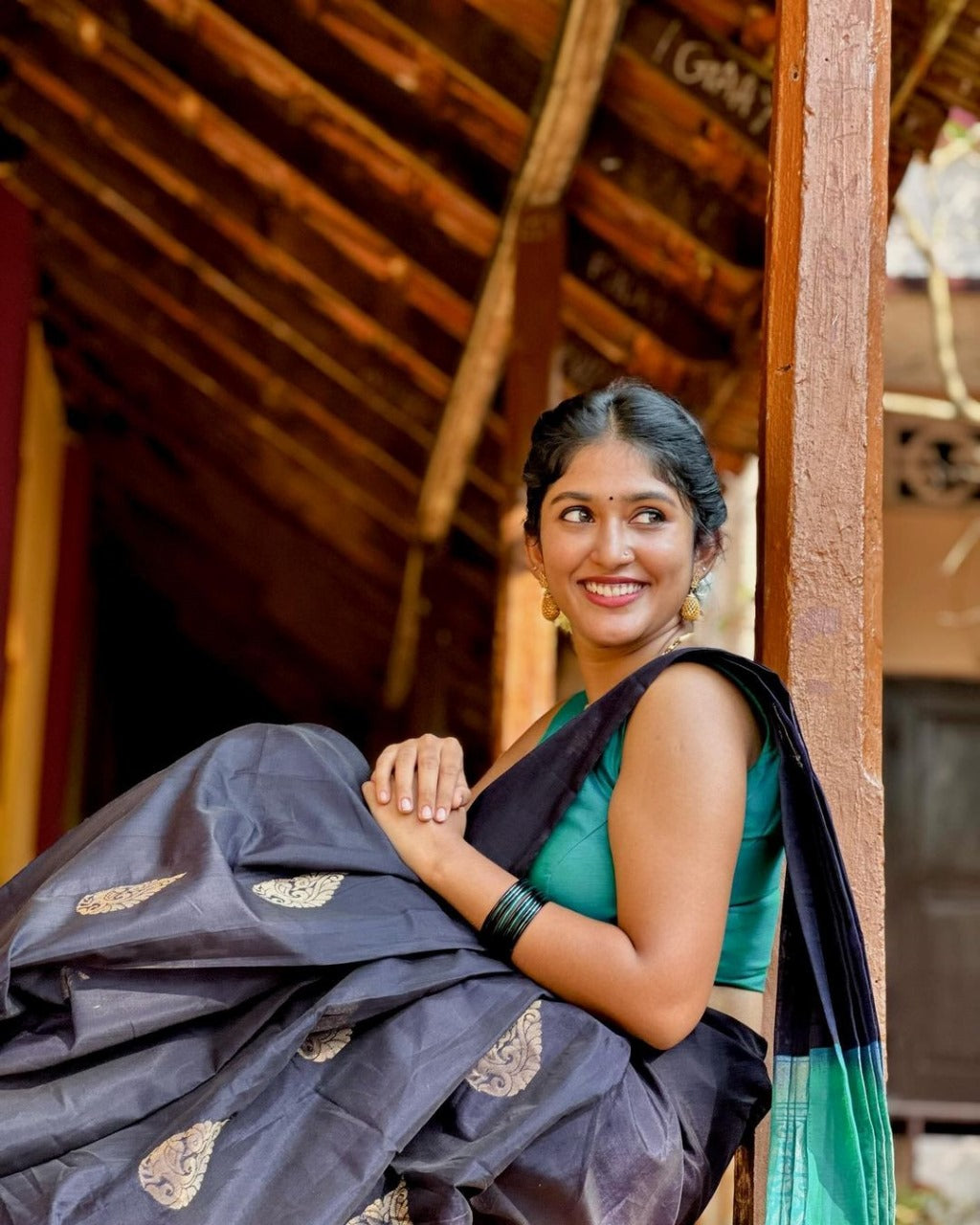 Fancy Navy Blue Color Banarasi Silk Saree