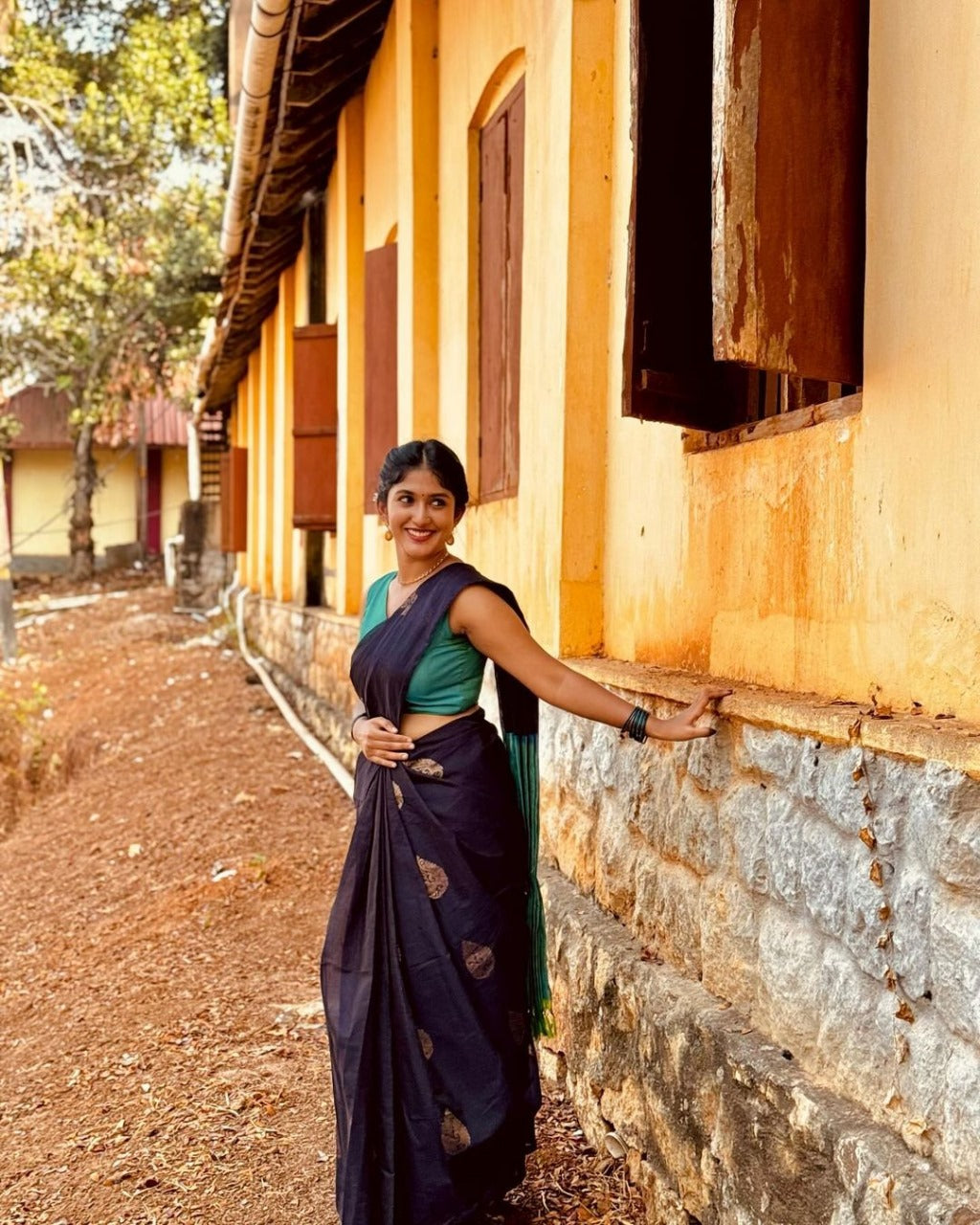 Fancy Navy Blue Color Banarasi Silk Saree