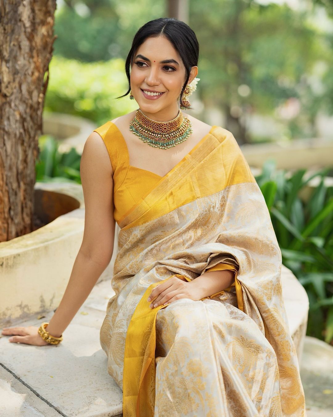 Glorious Soft Lichi Silk Beige Color Saree