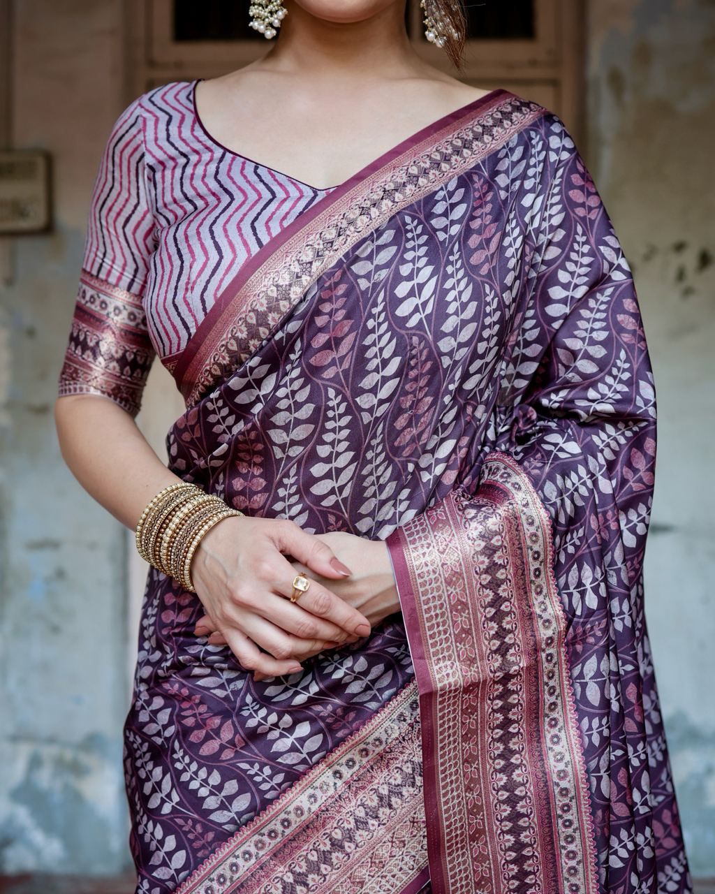 Classic Pure Jacquard Silk Wine Color Saree