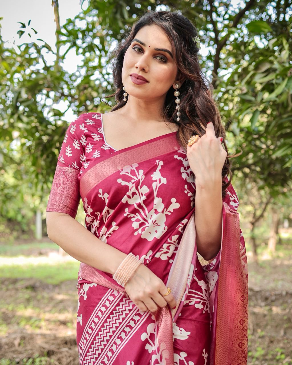 Luxuriant Red Color Pure Jacquard Silk Saree