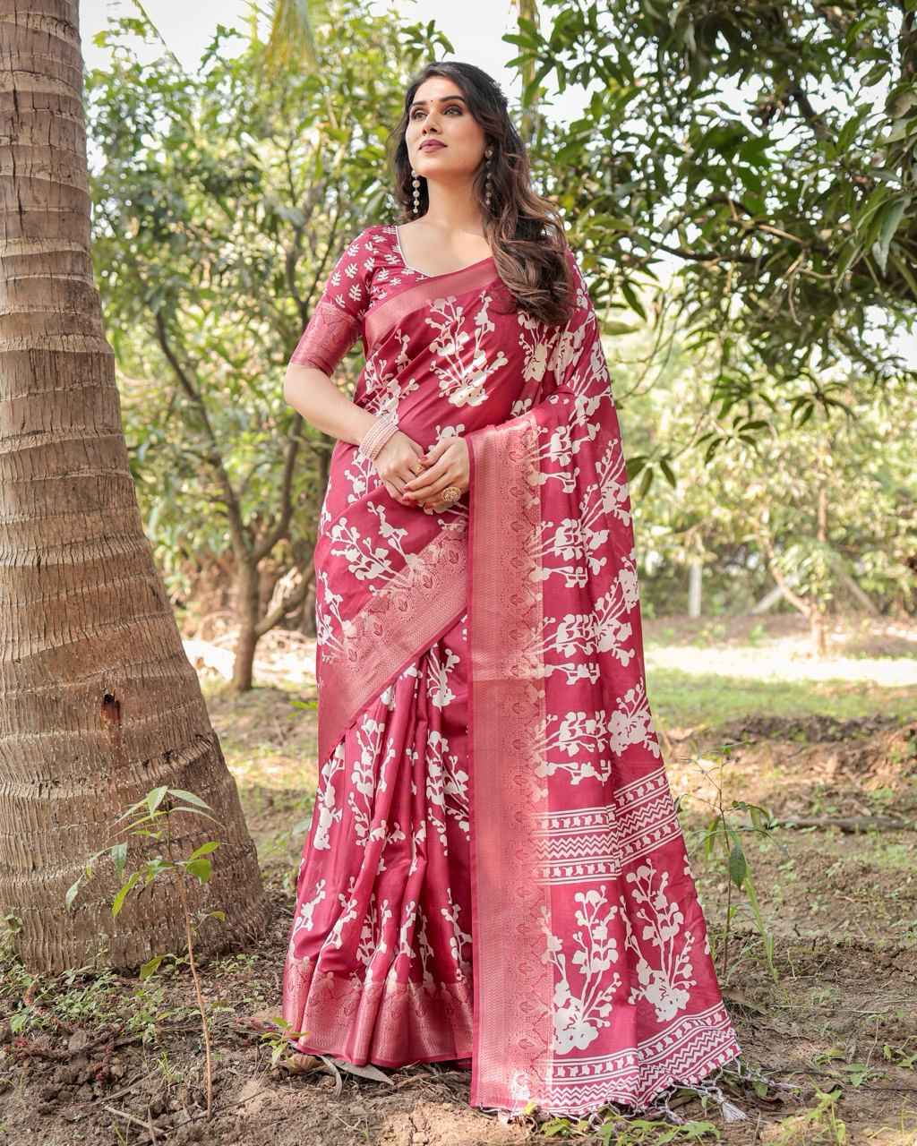 Luxuriant Red Color Pure Jacquard Silk Saree