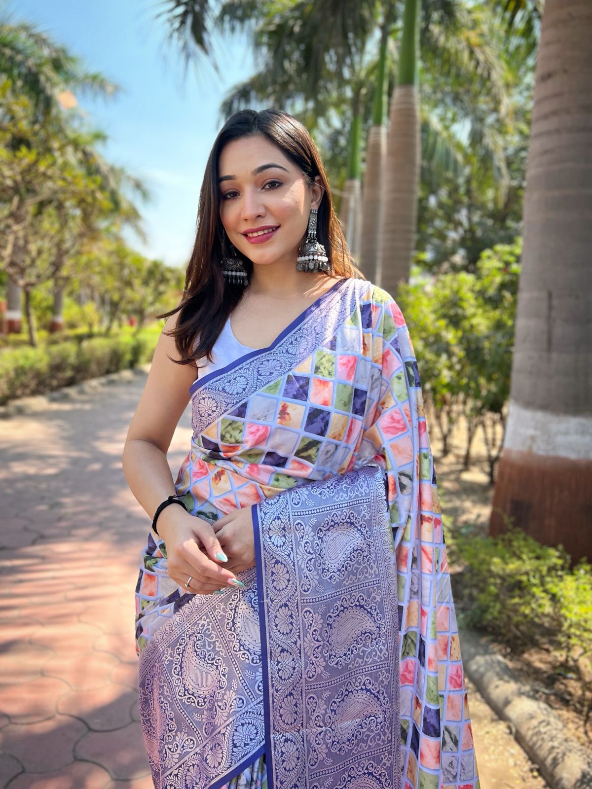 Elegant Blue Color Satin Silk Saree