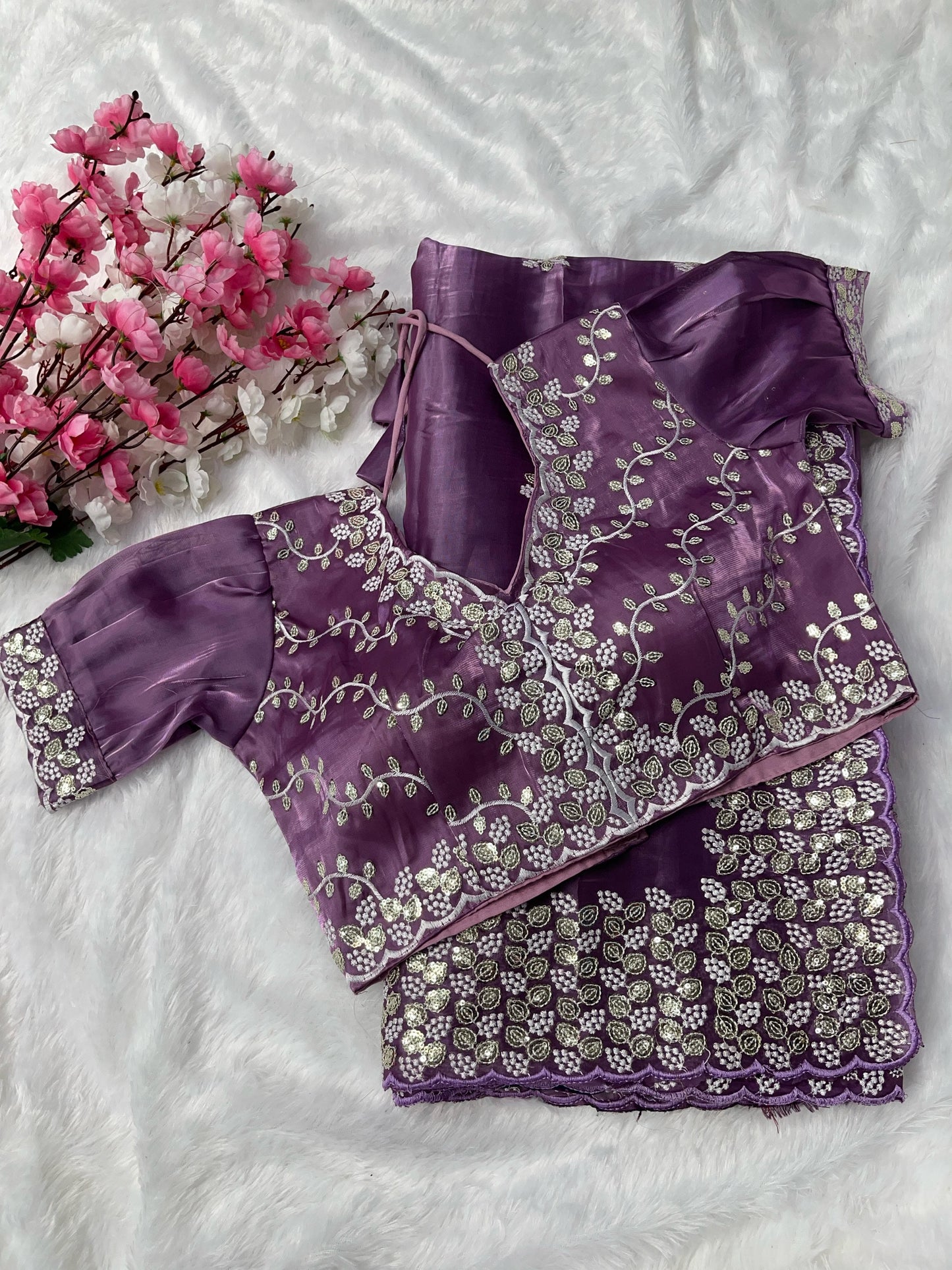 Awesome Zimmy Choo Silk Purple Color Saree