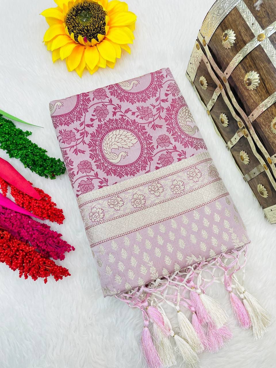 Charming Banarasi Silk Pink Color Saree