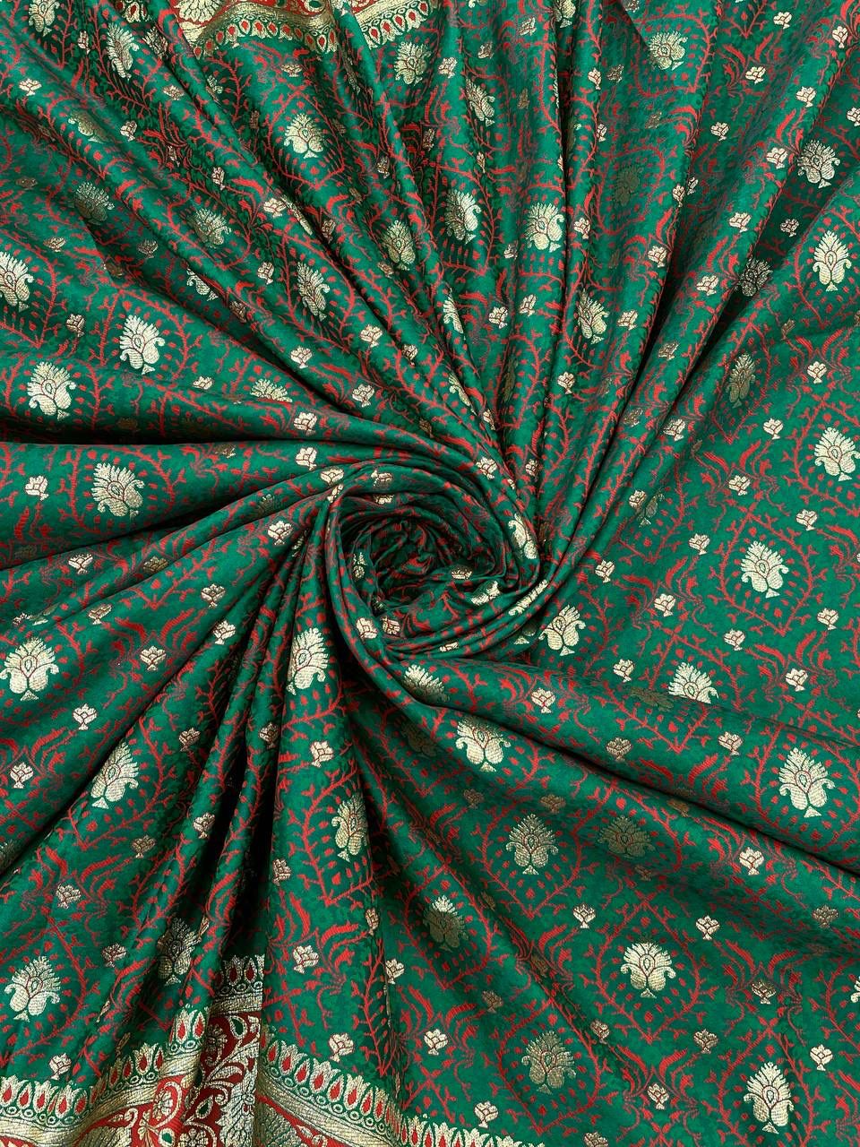 Charming Banarasi Silk Mehndi Wear Green Color Saree