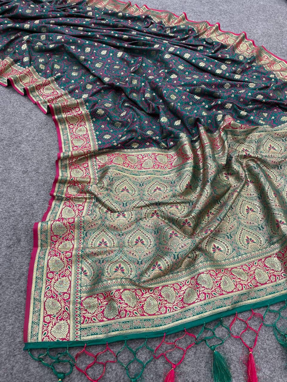 Charming Banarasi Silk Rama Color Saree