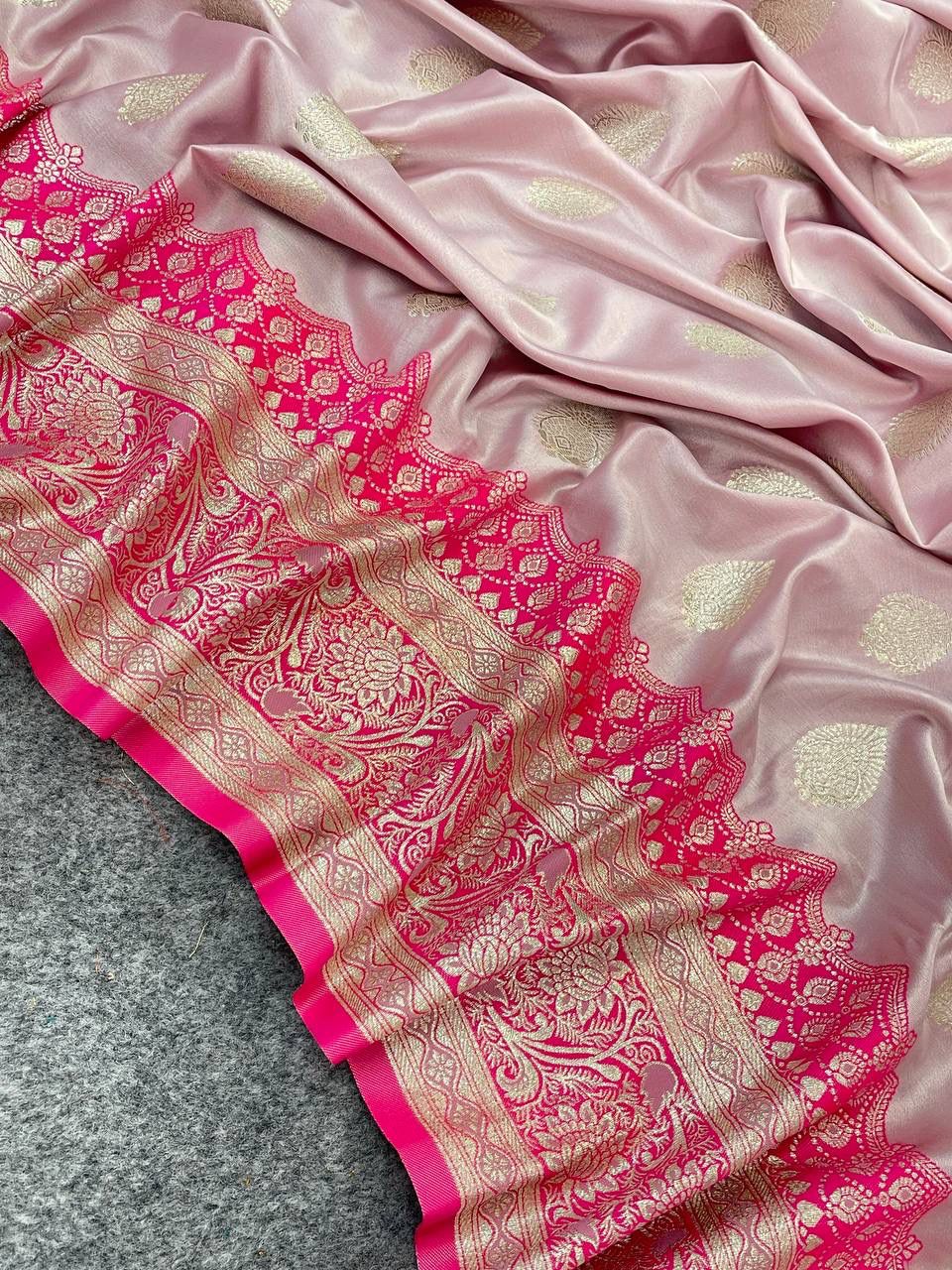 Captivating Banarasi Silk Baby Pink Color Saree