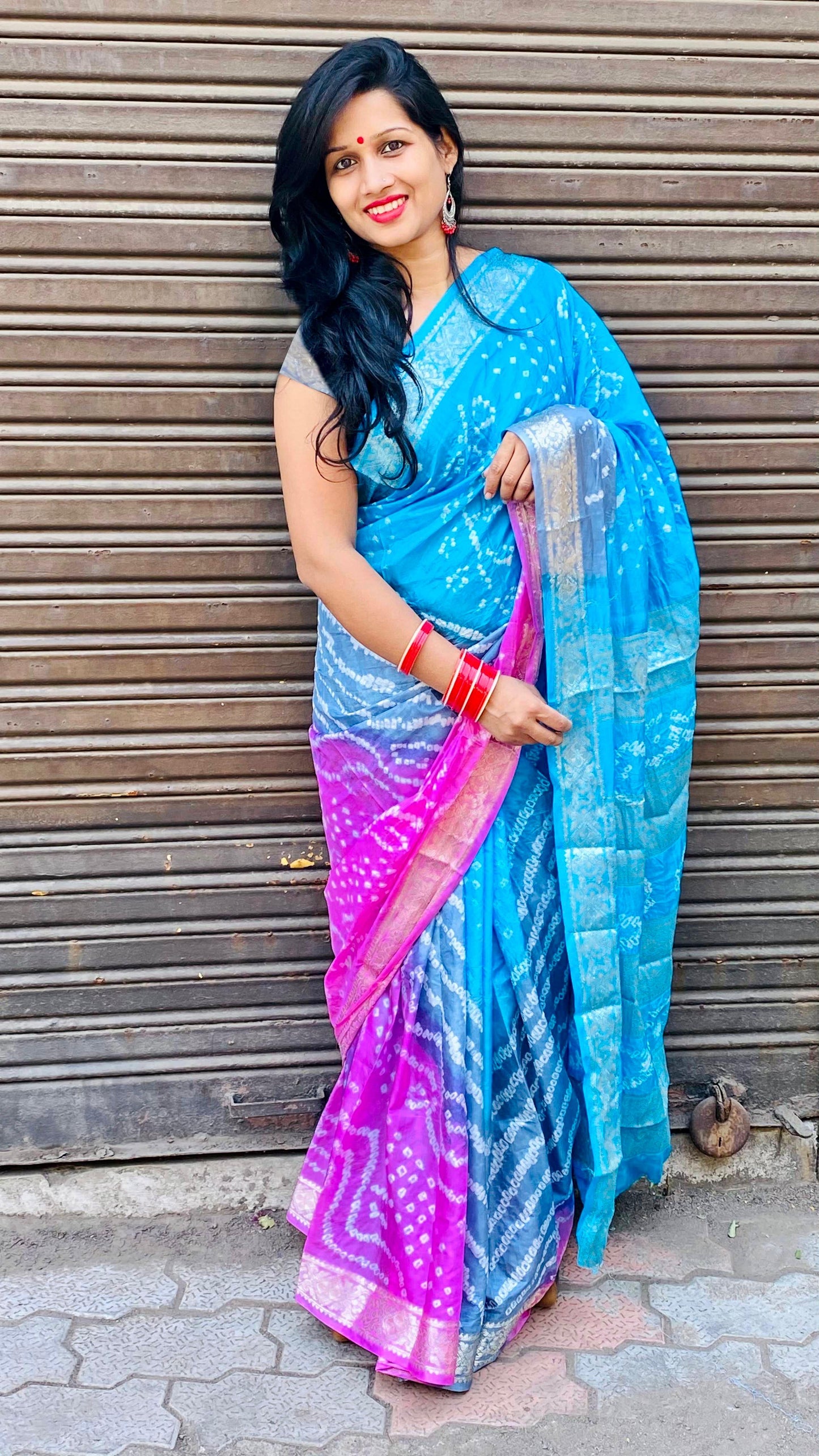 Precious Bandhej Silk Multi Color Saree