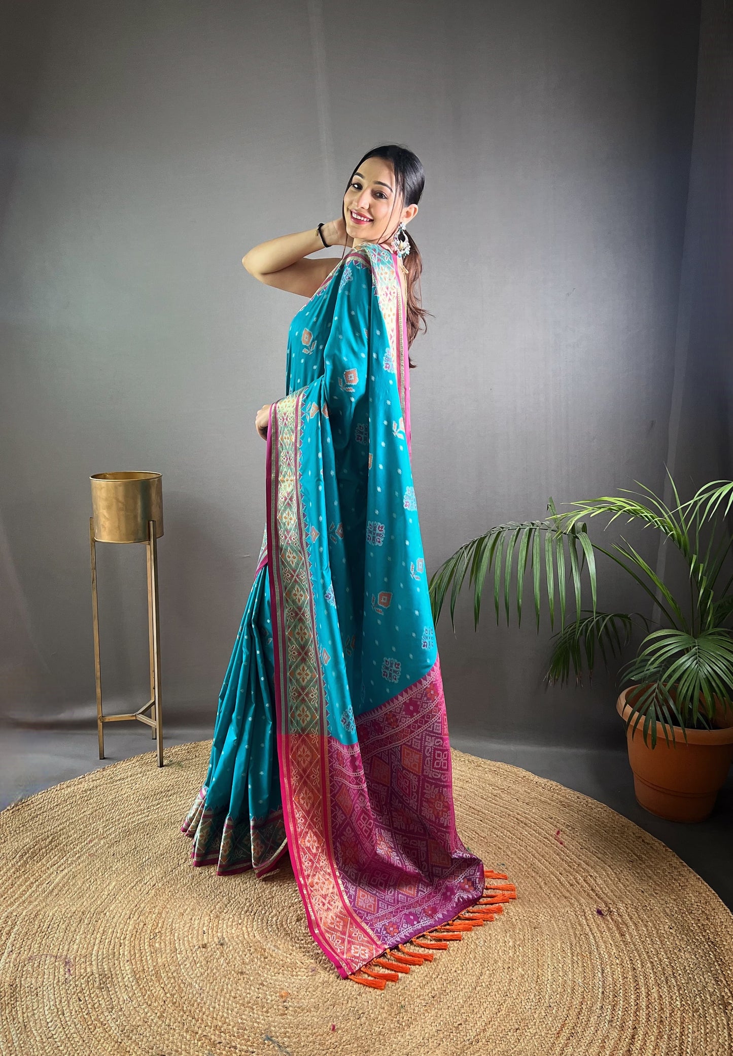 Exclusive Sky Blue Color Patola Silk Saree