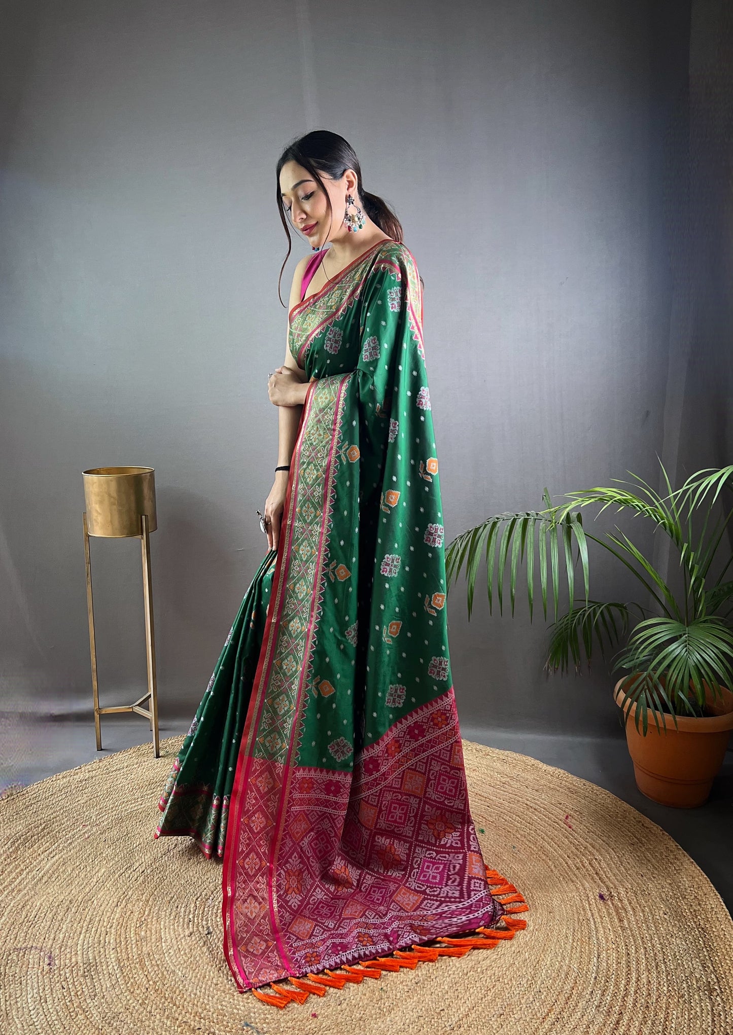 Exclusive Green Color Patola Silk Saree