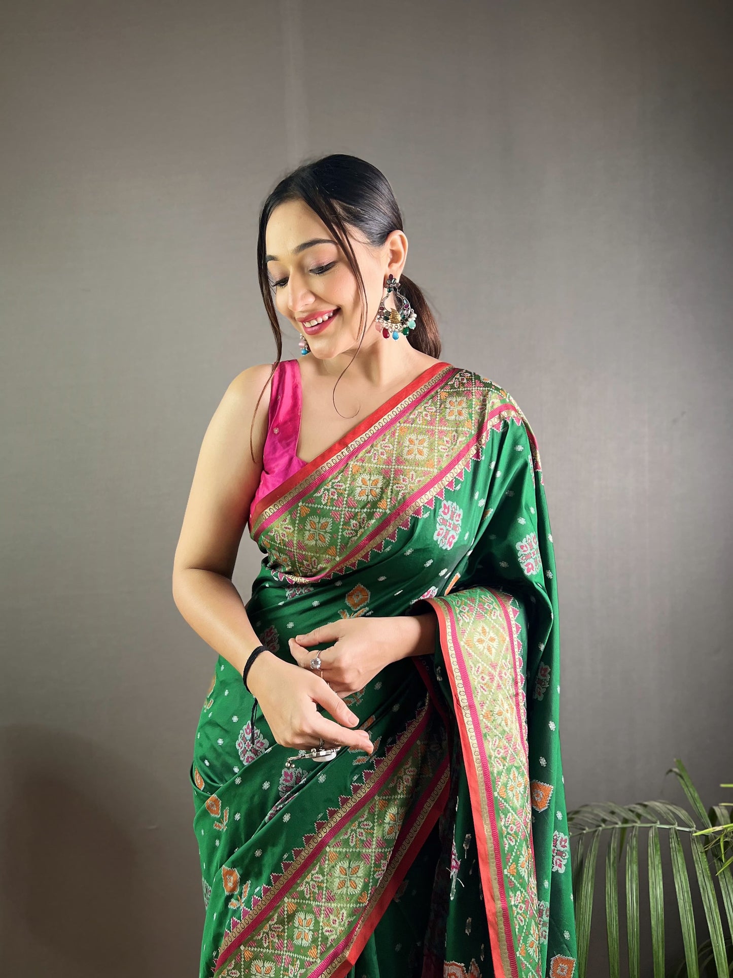 Exclusive Green Color Patola Silk Saree