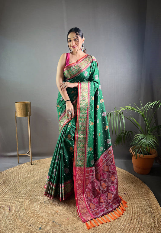 Exclusive Green Color Patola Silk Saree