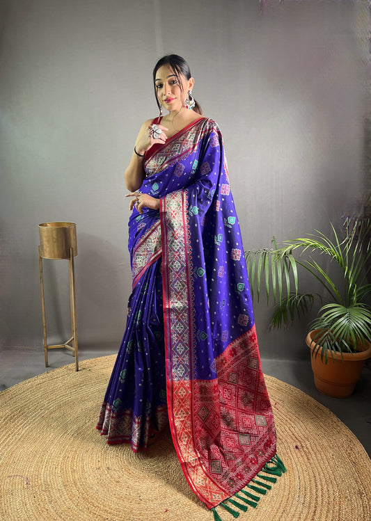 Exclusive Blue Color Patola Silk Saree