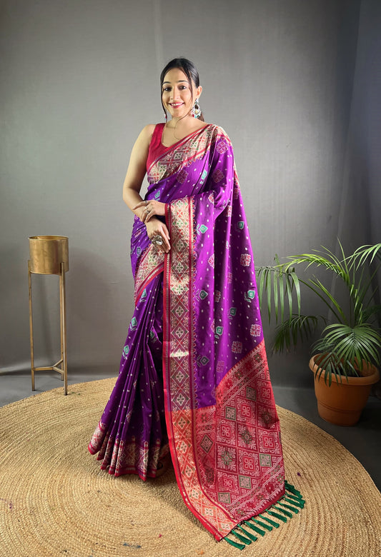 Exclusive Purple Color Patola Silk Saree