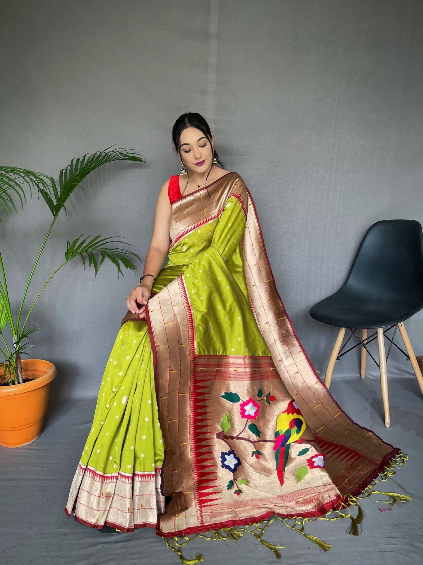 Elegant Paithani Silk Lemon Color Saree