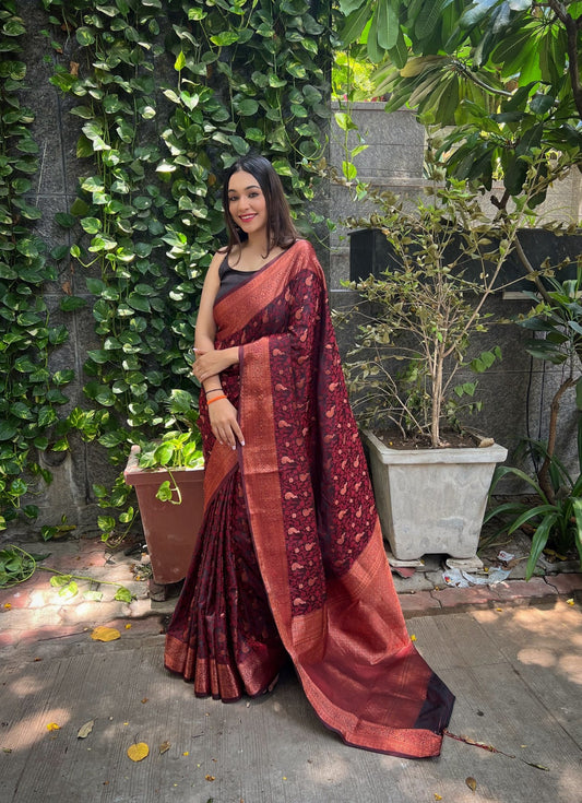 Peaceful Red Color Silk Saree