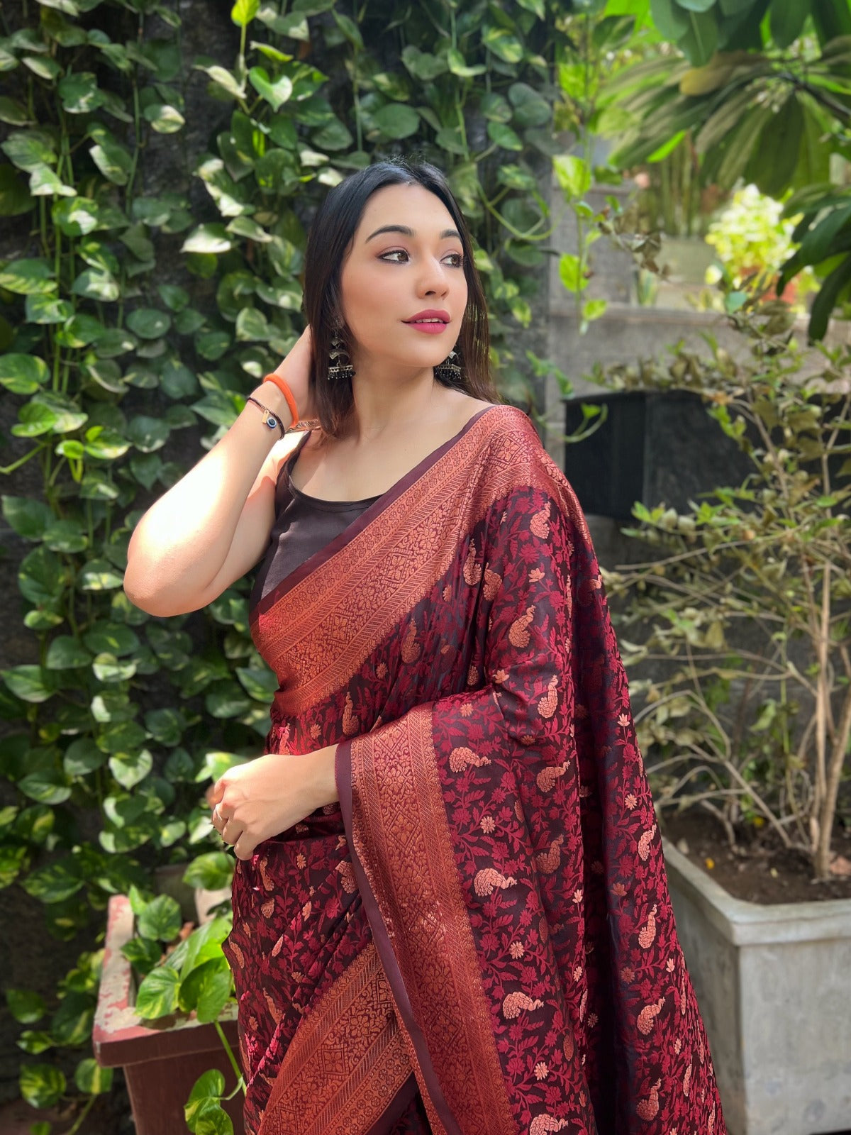 Peaceful Red Color Silk Saree