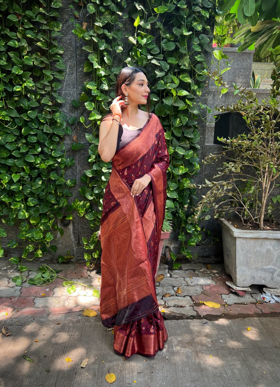 Peaceful Red Color Silk Saree