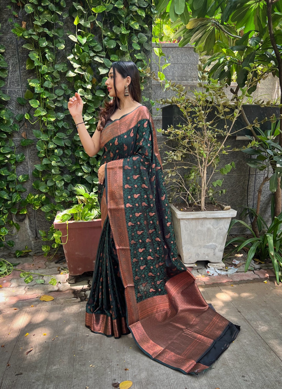 Peaceful Green Color Silk Saree