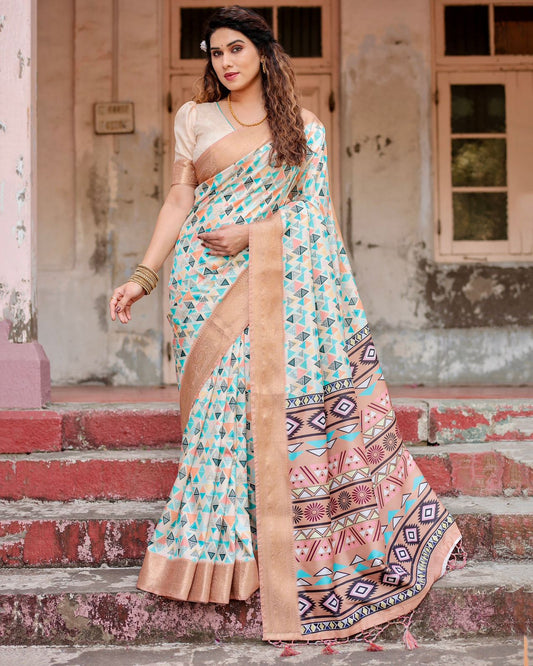 Luxuriant Printed Silk Multi Color Saree