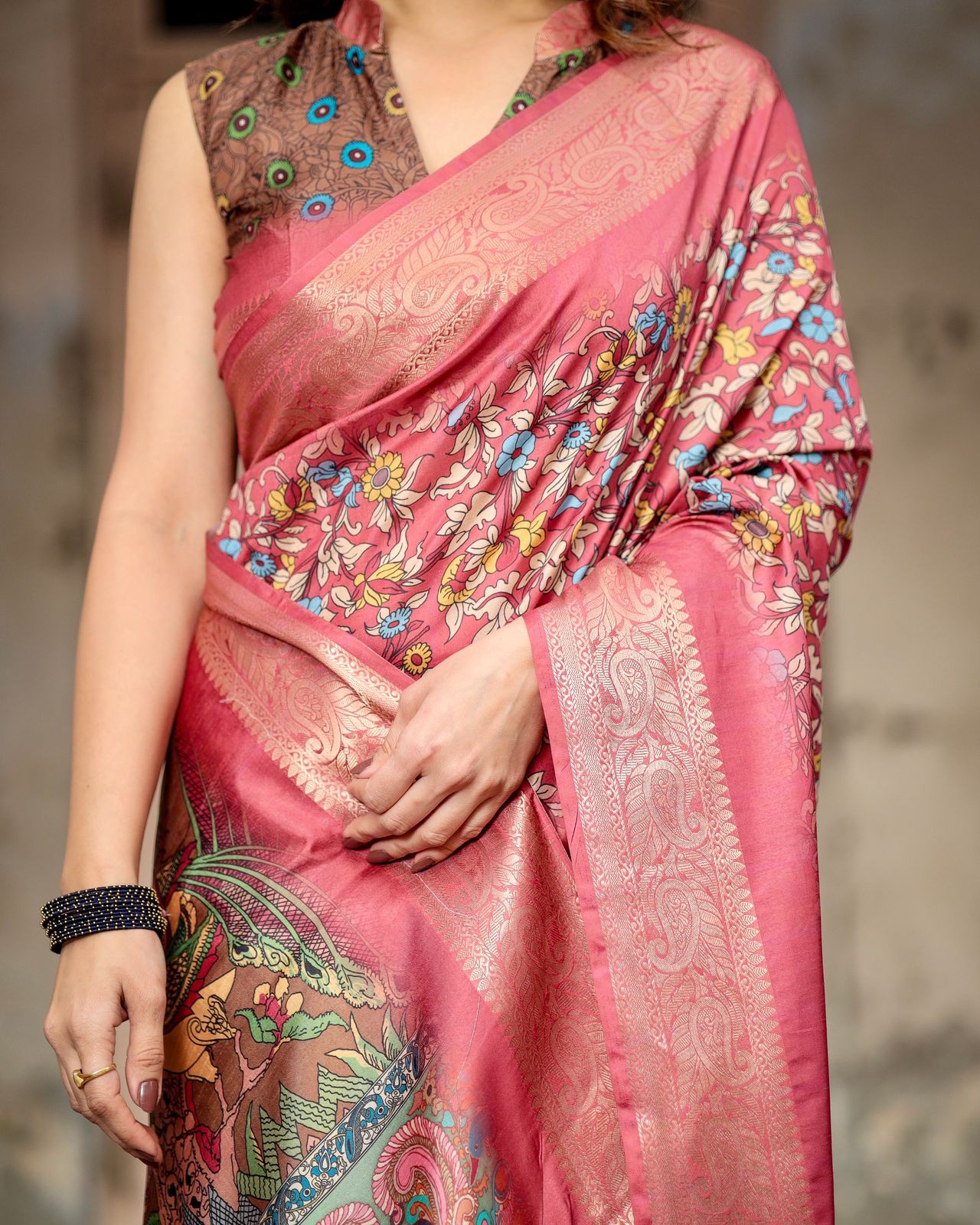 Elegant Pink Color Digital Printed Saree