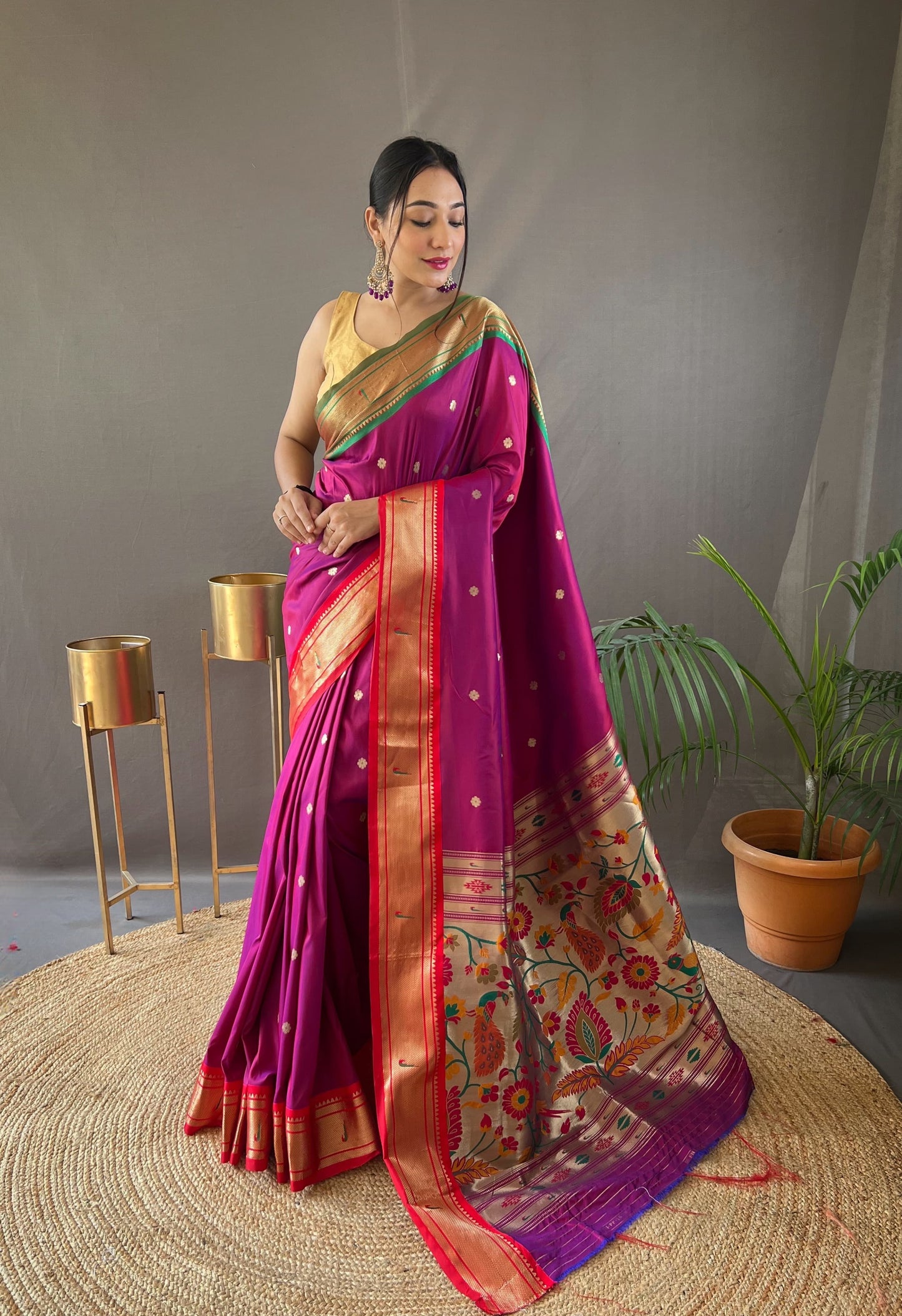 Preferable Rani Color Paithani Saree