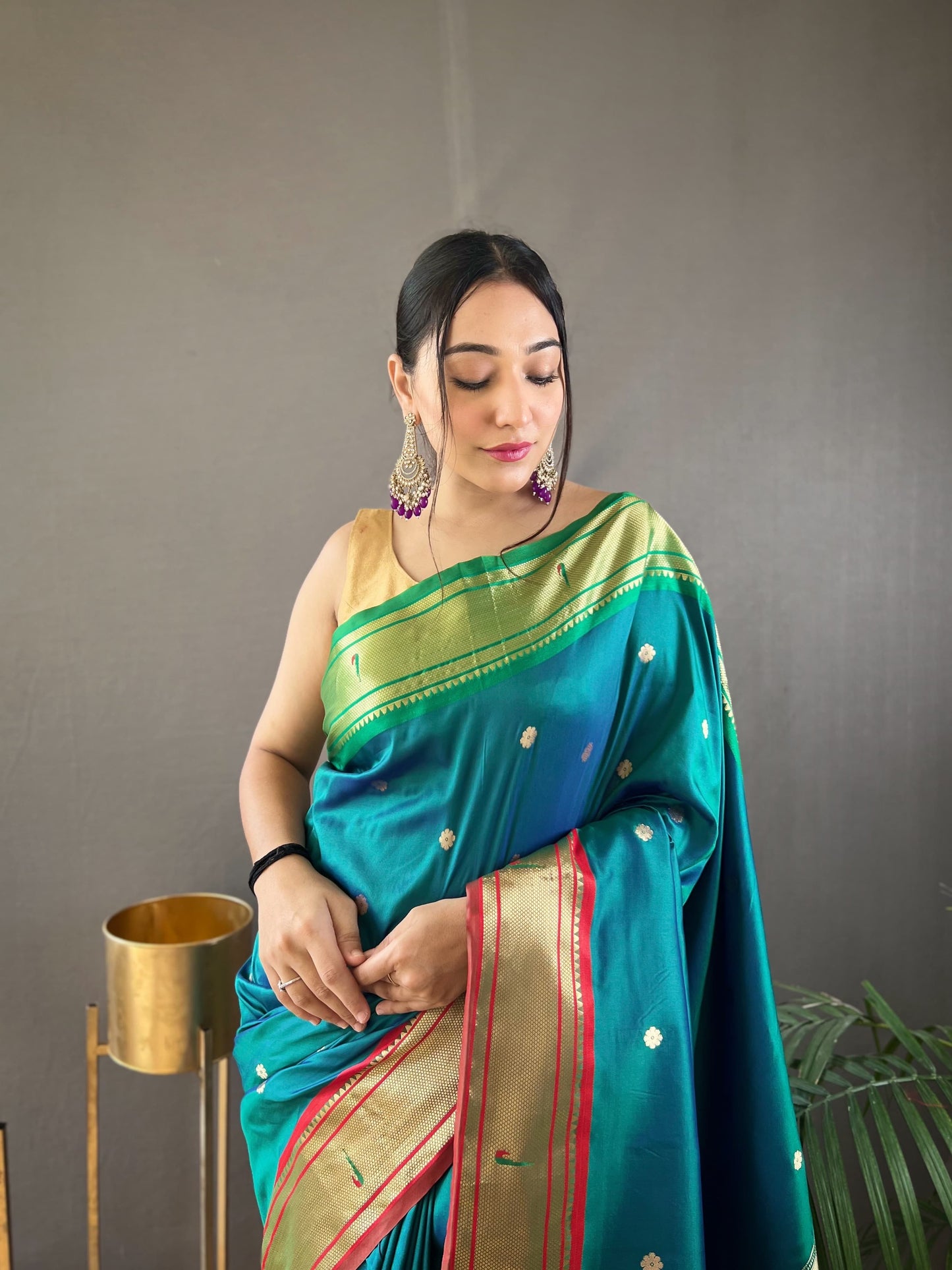 Preferable Rama Color Paithani Saree